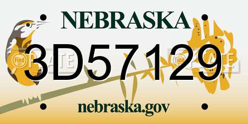 3D57129 Nebraska License Plate