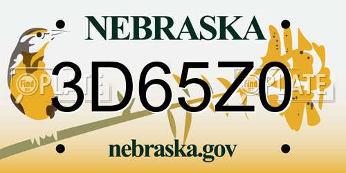 3D65Z0 Nebraska License Plate
