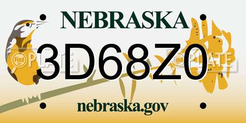 3D68Z0 Nebraska License Plate