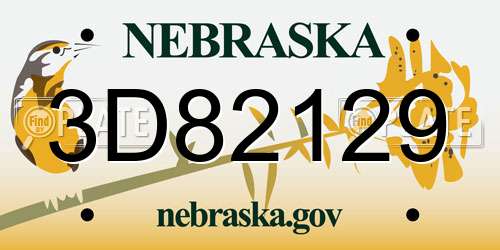 3D82129 Nebraska License Plate