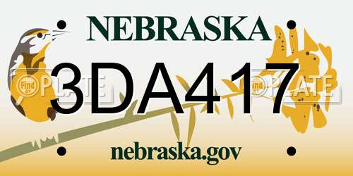 3DA417 Nebraska License Plate