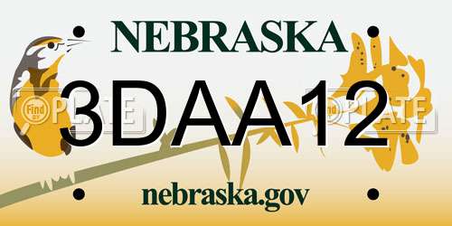 3DAA12 Nebraska License Plate