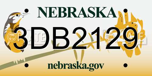 3DB2129 Nebraska License Plate