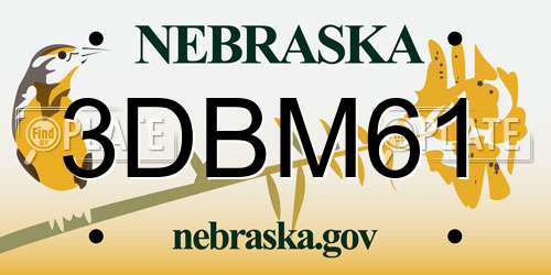 3DBM61 Nebraska License Plate