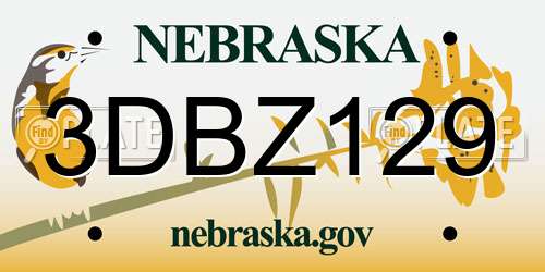 3DBZ129 Nebraska License Plate
