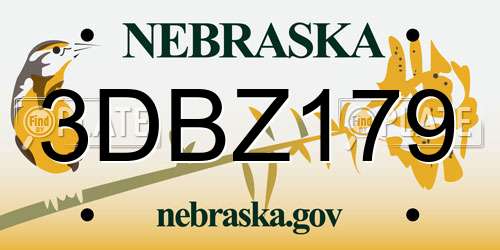 3DBZ179 Nebraska License Plate