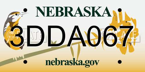 3DDA067 Nebraska License Plate