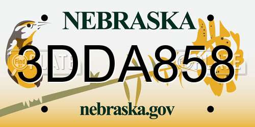 3DDA858 Nebraska License Plate