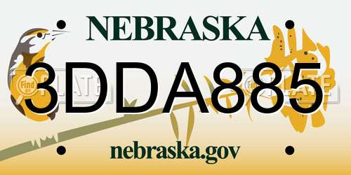 3DDA885 Nebraska License Plate