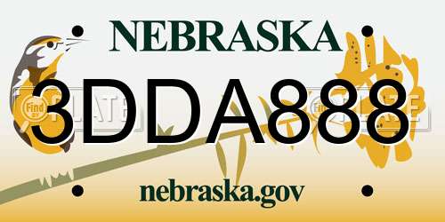 3DDA888 Nebraska License Plate