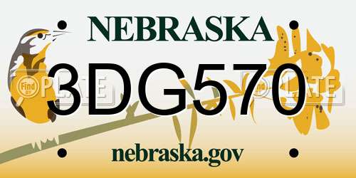 3DG570 Nebraska License Plate