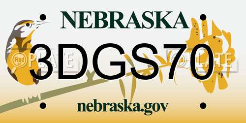 3DGS70 Nebraska License Plate
