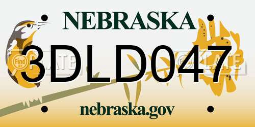 3DLD047 Nebraska License Plate