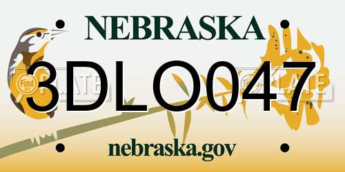 3DLO047 Nebraska License Plate