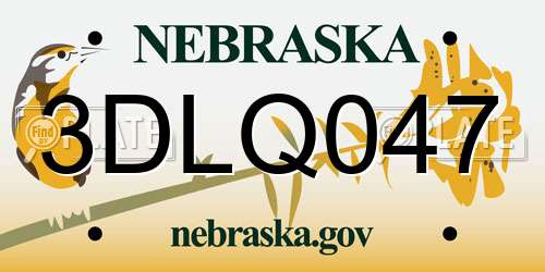 3DLQ047 Nebraska License Plate