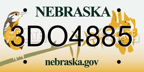 3DO4885 Nebraska License Plate