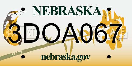 3DOA067 Nebraska License Plate