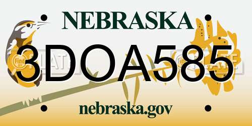 3DOA585 Nebraska License Plate