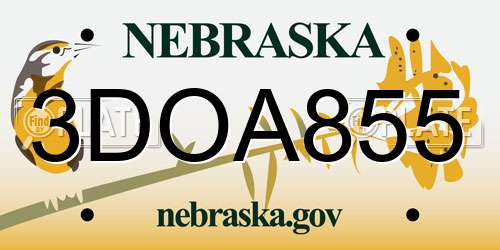 3DOA855 Nebraska License Plate
