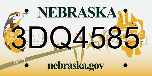 3DQ4585 Nebraska License Plate
