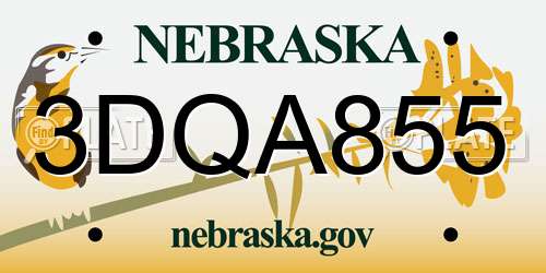 3DQA855 Nebraska License Plate