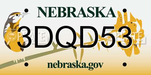 3DQD53 Nebraska License Plate