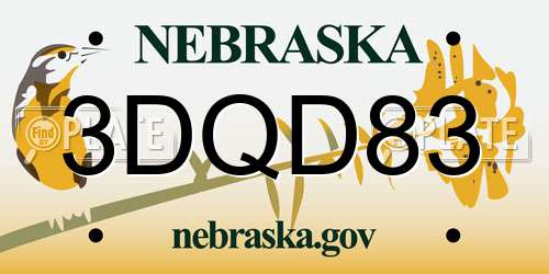 3DQD83 Nebraska License Plate