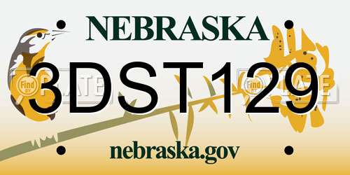 3DST129 Nebraska License Plate