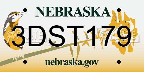3DST179 Nebraska License Plate