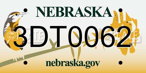 3DT0062 Nebraska License Plate