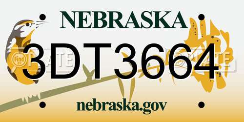 3DT3664 Nebraska License Plate