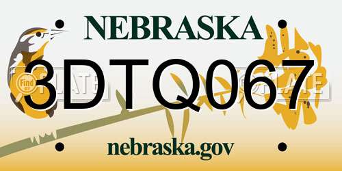 3DTQ067 Nebraska License Plate