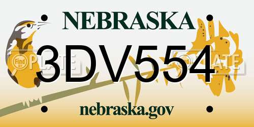 3DV554 Nebraska License Plate