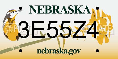 3E55Z4 Nebraska License Plate