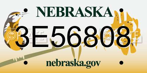 3E56808 Nebraska License Plate