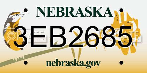 3EB2685 Nebraska License Plate
