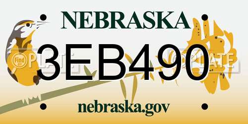 3EB490 Nebraska License Plate