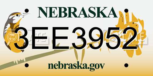 3EE3952 Nebraska License Plate