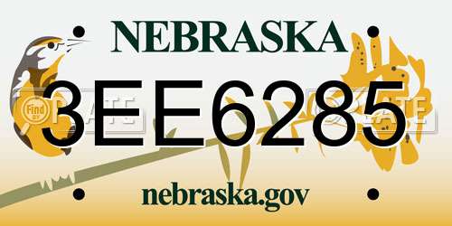 3EE6285 Nebraska License Plate