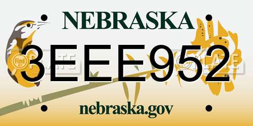 3EEE952 Nebraska License Plate