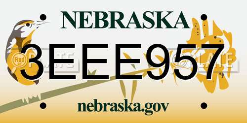 3EEE957 Nebraska License Plate