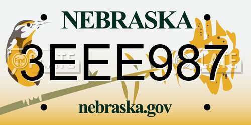 3EEE987 Nebraska License Plate