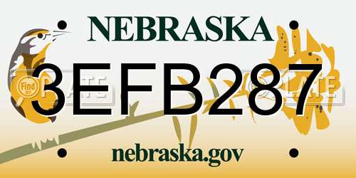 3EFB287 Nebraska License Plate