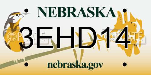 3EHD14 Nebraska License Plate