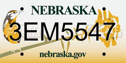 3EM5547 Nebraska License Plate