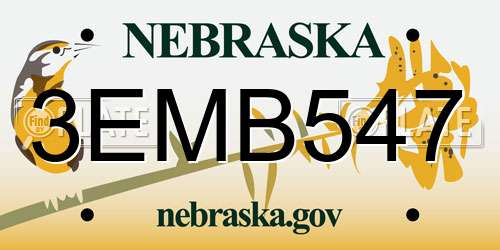 3EMB547 Nebraska License Plate