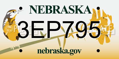 3EP795 Nebraska License Plate