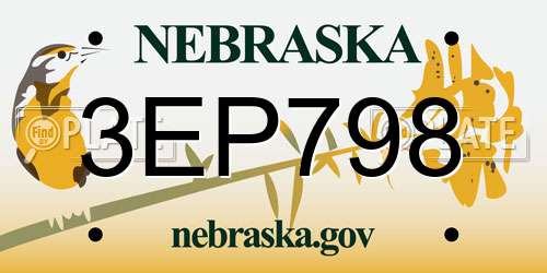3EP798 Nebraska License Plate