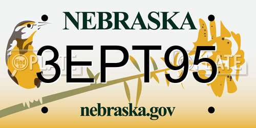 3EPT95 Nebraska License Plate