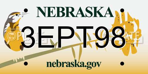 3EPT98 Nebraska License Plate